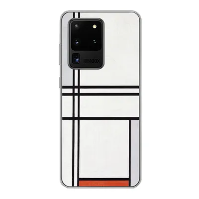 Produktbild von MuchoWow® Handyhülle Schutzhülle Hülle für Samsung Galaxy S20 Ultra Komposition 1 mit Rot und Grau - Piet Mondrian Silikon Softcase Handy Hülle - Karteninhaber
