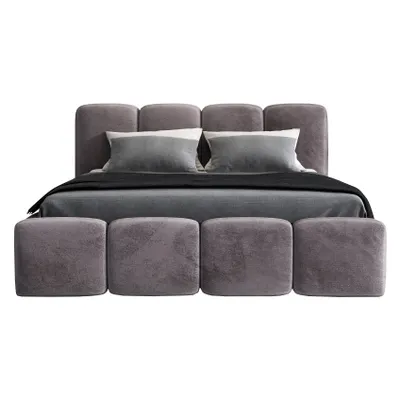 Produktbild von Polsterbett DONA 120 x 200 mit Matratze und Bettkasten. Farbe: Grau
