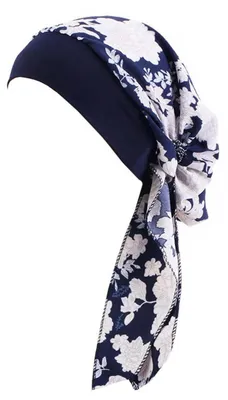 Productafbeelding van Sjaal voor dames, chemo-turban, muts, bloemenprint, polyester, one size