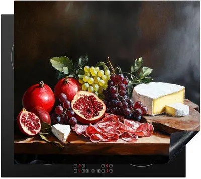 Obrázok produktu pre Indukčná ochranná doska 60 x 52 cm, protiskluzová kuchynská pracovná doska s fototlačou, ochrana proti škrabancom a nečistotám
