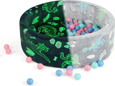 Produktbild von Bällebad für Kinder - Rundes Schaumstoffbecken - 200 Bälle - 86 x 30 cm - Abnehmbarer, maschinenwaschbarer Bezug - Für 3–6 Jahre - Grau