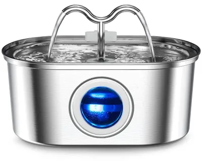 Produktbild von Katzen Trinkbrunnen für Haustiere - Automatischer Wasserspender 3,2 l - Edelstahl - Leise Pumpe - Für Katzen und kleine Hunde - Silber