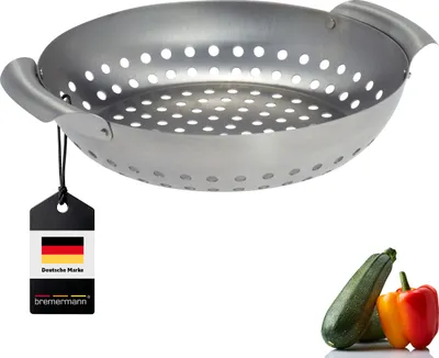 Produktbild von bremermann Grillkorb rund 27 x 6 x 22,5 cm Edelstahl Grillpanne Grillplatte