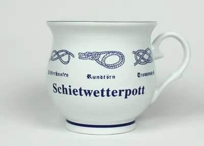 Produktbild von Schietwetterpott Kaffeepott mit Seemannsknoten bauchig Kaffeebecher Kaffeetasse Kaffee Pott