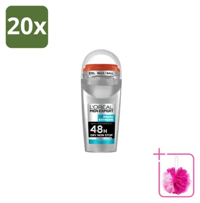 Image de 20 déodorants roll-on L'Oréal Paris Men Expert Fresh Extreme - 50 ml - Lot de 20 pièces