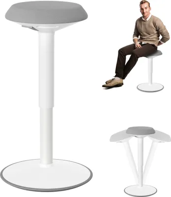 Produktbild von UISEBRT Ergonomischer Hocker Bürohocker mit Schwingeffekt, Sitzhocker ergonomisch höhenverstellbar 54-79 cm, 360° drehbarer ergonomischer Hocker, Grau, Rund