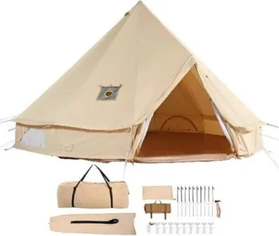 Productafbeelding van Famanu tent van canvas, diameter 3 meter - waterdicht - geschikt voor 3 tot 4 personen