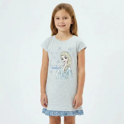 Produktbild von Disney Die EIskönigin Elsa kurzarm Schlafshirt Nachthemd Schlafkleid – Grau / 110/116