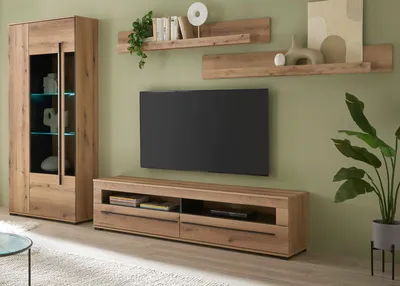 Produktbild von Wohnwand "Design-D" in Evoke Eiche Wohnkombination Set 4-teilig 270 cm, mit Soft-Close
