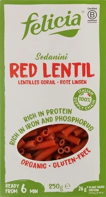 Productafbeelding van Felicia Sedanini Rode Linzen Glutenvrij (250 gr)