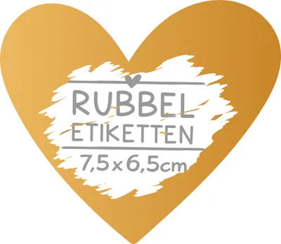 Produktbild von 50 Rubbeletiketten zum Aufkleben Herz gold Rubbelaufkleber Rubbelsticker