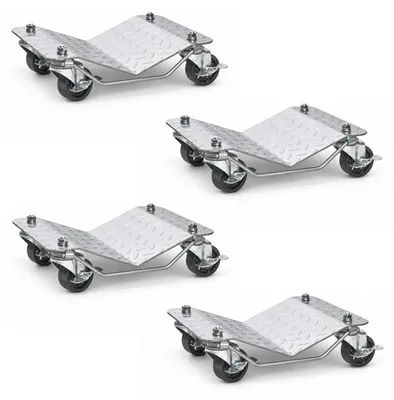 Produktbild von Rangierhilfe für PKW 4 Stück jeweils 680 kg Rangierroller V Form Schwenkgriff 360° drehbar