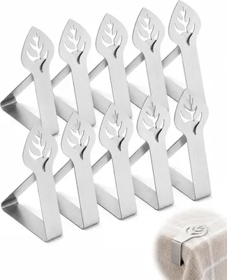 Imagen del producto de Soportes para manteles de acero inoxidable, paquete de 10 unidades, pinzas resistentes al viento para terrazas y picnics