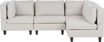 Produktbild von BELIANI 4-Sitzer Ecksofa Linksseitig Hellbeige Stoffbezug mit Kissen Schwarze Beine Modular Modern Modulsofa Wohnlandschaft Wohnzimmer Wohnecke