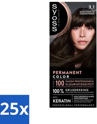 Produktbild von Haarfarbe Permanent 3-1 - Bulkpackung - 25 Stück - Dunkelbraun - Grauabdeckung