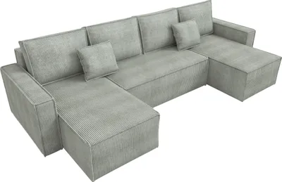 Produktbild von BroMARKT Wohnlandschaft mit Schlaffunktion Dexter U-Form Grau Cord