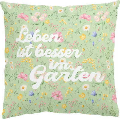 Produktbild von Dekokissen Blumen drinnen / Indoor Zierkissen Canvas waschbar Blumenwiese pastell Aquarell Sofakissen mit Füllung