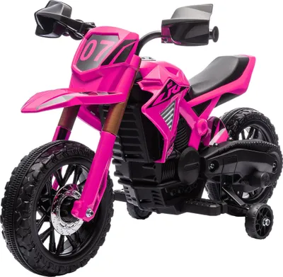 Zdjęcie produktu dla Dziecięcy motocykl elektryczny, 12 V, różowy, z kółkami bocznymi