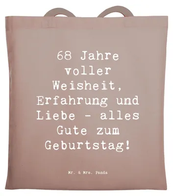 Produktbild von Mr. & Mrs. Panda Jutebeutel Spruch 68. Geburtstag - Braun Pastell - Geschenk, Tasche, besondere Anlässe, Stoffbeutel, Glückwunsch, liebevolle Geschenke, Lebensfeier