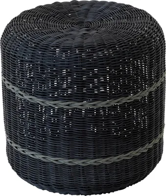 Productafbeelding van Poef Saigon wicker zwart ø41x40cm