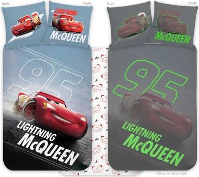 Produktbild von Disney Cars leuchtende Kinderbettwäsche, 100x135cm, 40x60cm