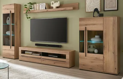 Produktbild von Wohnwand "Design-D" in Evoke Eiche Wohnkombination Set 4-teilig 350 cm, mit Soft-Close