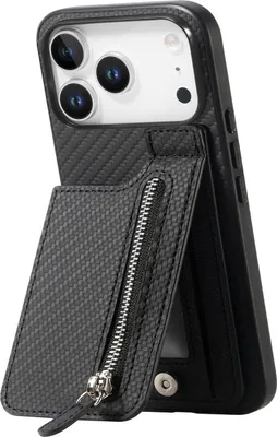 Immagine prodotto di Custodia in ecopelle per Apple iPhone 17 Pro Max con cerniera portacarte nero