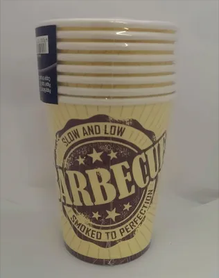 Obrázok produktu pre 8 kartónových pohárov s logom Barbecue na párty, grilovanie a narodeniny