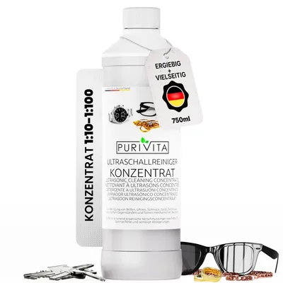 Produktbild von PURIVITA® Ultraschallreiniger Konzentrat für Brillen und Schmuck, 750ml