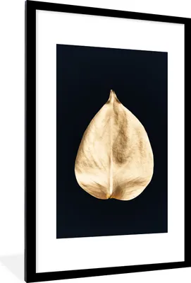 Produktbild von MuchoWow® Gerahmtes Poster Blätter - Schwarz und Gold - Schwarz - Gold - Luxus 60x90 cm - Poster mit Schwarzem Bilderrahmen Wandposter Rahmen Foto Bilder - Dekoration - Wandposter Wohnzimmer - Hochwertig