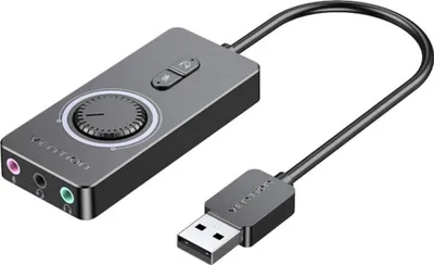 Image de External USB 2.0 audio card Vention CDRBF 1m (black)