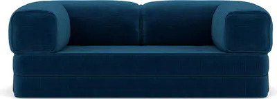 Image de Lisa Design Poppy - canapé 3 places convertible en velours côtelé , Bleu