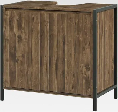 Produktbild von Waschbeckenunterschrank Naola, Eiche/Schwarz, 70 x 65 cm mit 2 geschlossenen Ablagefächern