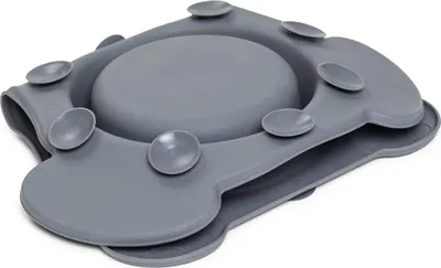 Immagine prodotto di Ciotola antiurto per cani con abbeveratoio e tappetino antiscivolo - 360 ml grigio