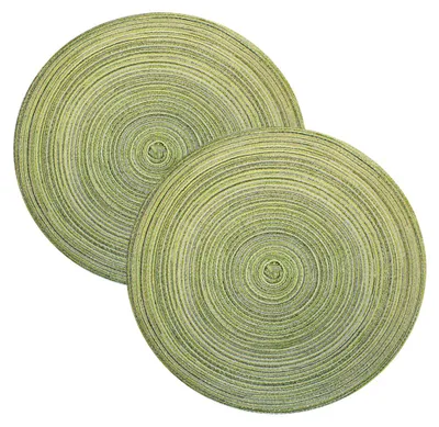 Produktbild von 2er Set Platzset abwischbar rund grün ca. 40 cm Tischset Untersetzer meliert