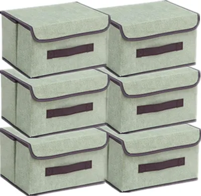 Produktbild von Aufbewahrungsboxen-Set – Aufbewahrungsbehälter mit Deckel – zur Raumorganisation – faltbar und stapelbar – 6 Stück, 26x19x16 cm – Hellgrün