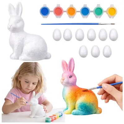 Immagine prodotto di Set di uova di polistirolo di Pasqua 9 pezzi di colori per figurine di coniglietto