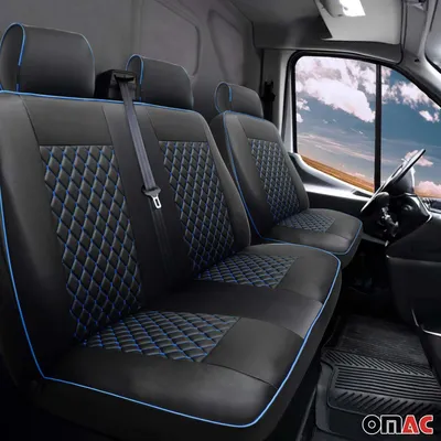 Produktbild von Sitzbezüge Schonbezüge für Ford Transit 2010-2013 Leder Schwarz Blau 2+1