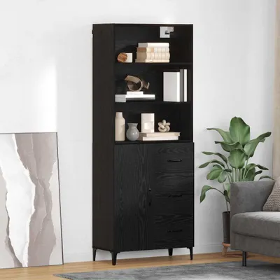 Produktbild von "Schlussverkauf" Highboard 1 PC - Anrichte/Sideboard - Mit Stauraum - Schwarz Eichen-Optik 69,5x34x180 cm Holzwerkstoff C6789