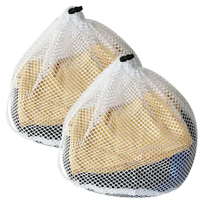 Mesh-Waschbeutel mit Kordelzug, 2er-Set, 30 x 40 cm, Polyester