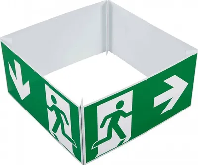 Produktbild von Dreifke® Schild I Notausgangswürfel, Notausgang unten/rechts/links/blanko, Ku...