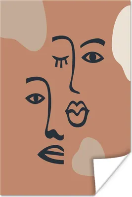 Produktbild von MuchoWow® Poster Pastell - Gesicht - Braun 20x30 cm - Papierdruck
