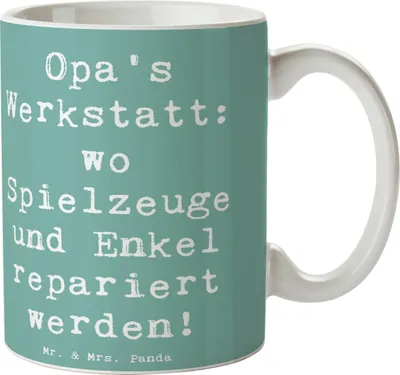 Produktbild von Mr. & Mrs. Panda Tasse Spruch Großeltern Werkstatt - Meeresbrise - Geschenk, haferl, Reparatur, Weisheit, Becher, Geschenktasse, herzerwärmende Sprüche, Generationen