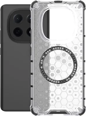 Productafbeelding van Magnetische hoes voor de Xiaomi Redmi Note 15 5G met honingraatpatroon, hybride ontwerp en ringhouder, wit