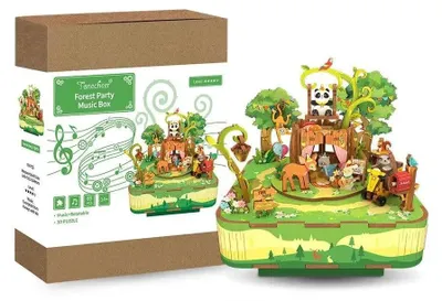 Tonecheer, Muziekdoosje, DIY 3D Holz Puzzle, Forest Party, TQ070, 14x14x15,4cm