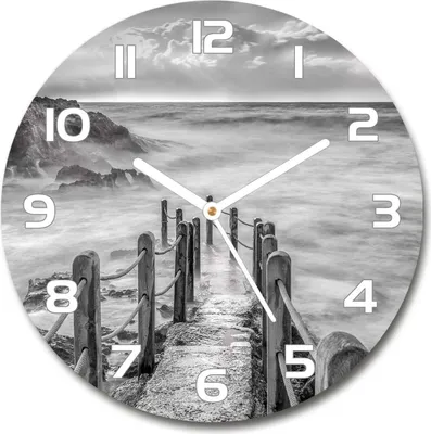 Produktbild von Wanduhr aus Glas 30fi Glasbild Glasuhr Gehärtetes Glas - weisse-zeiger - Path by the sea
