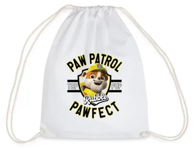 Produktbild von Spreadshirt Paw Patrol Rubble Pawfect Turnbeutel, One size, Weiß