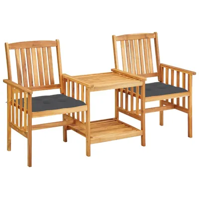Image de vidaXL Chaises de jardin avec table de thé et coussins en acacia massif