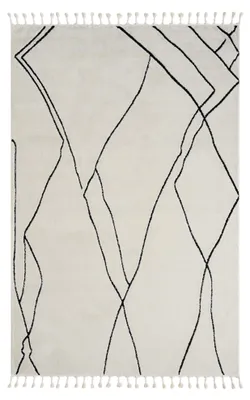 Obrázek produktu pro Koberec MY-RUG, Lovis, 290x200, bílý, s vysokým vlasem, moderní, marocký design, nadýchaný měkký, skandinávský vzor, obdélníkový tvar