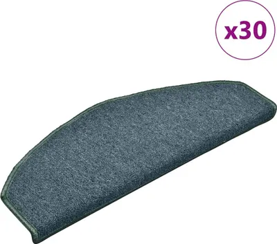 Image de Tapis d'escalier 30 pièces 65 x 24 x 4 cm Vert foncé Demi-rond Grand
